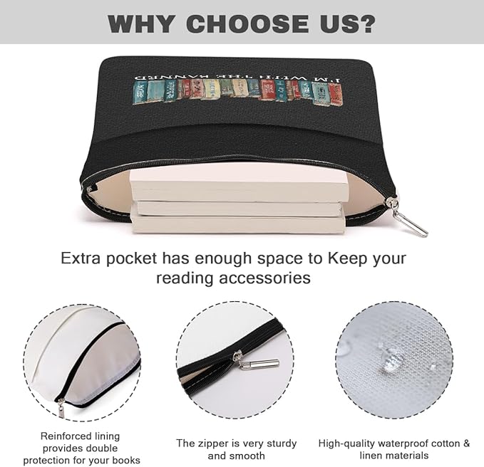 Book Themed Gifts Funny Waterproof Book Sleeve Book Pouch Book Themed Gifts for Women Best Friend Coworkers Book Covers for Paperbacks Book Accessories Book Protector with Zipper and Front Pocket