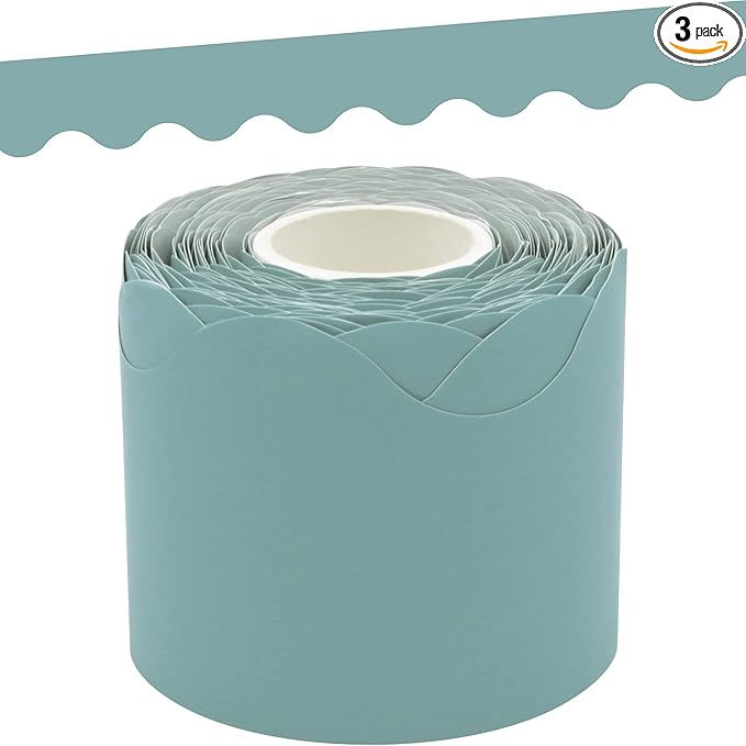 Teacher Created Resources Calming Blue Scalloped Rolled Border Trim (TCR8907)