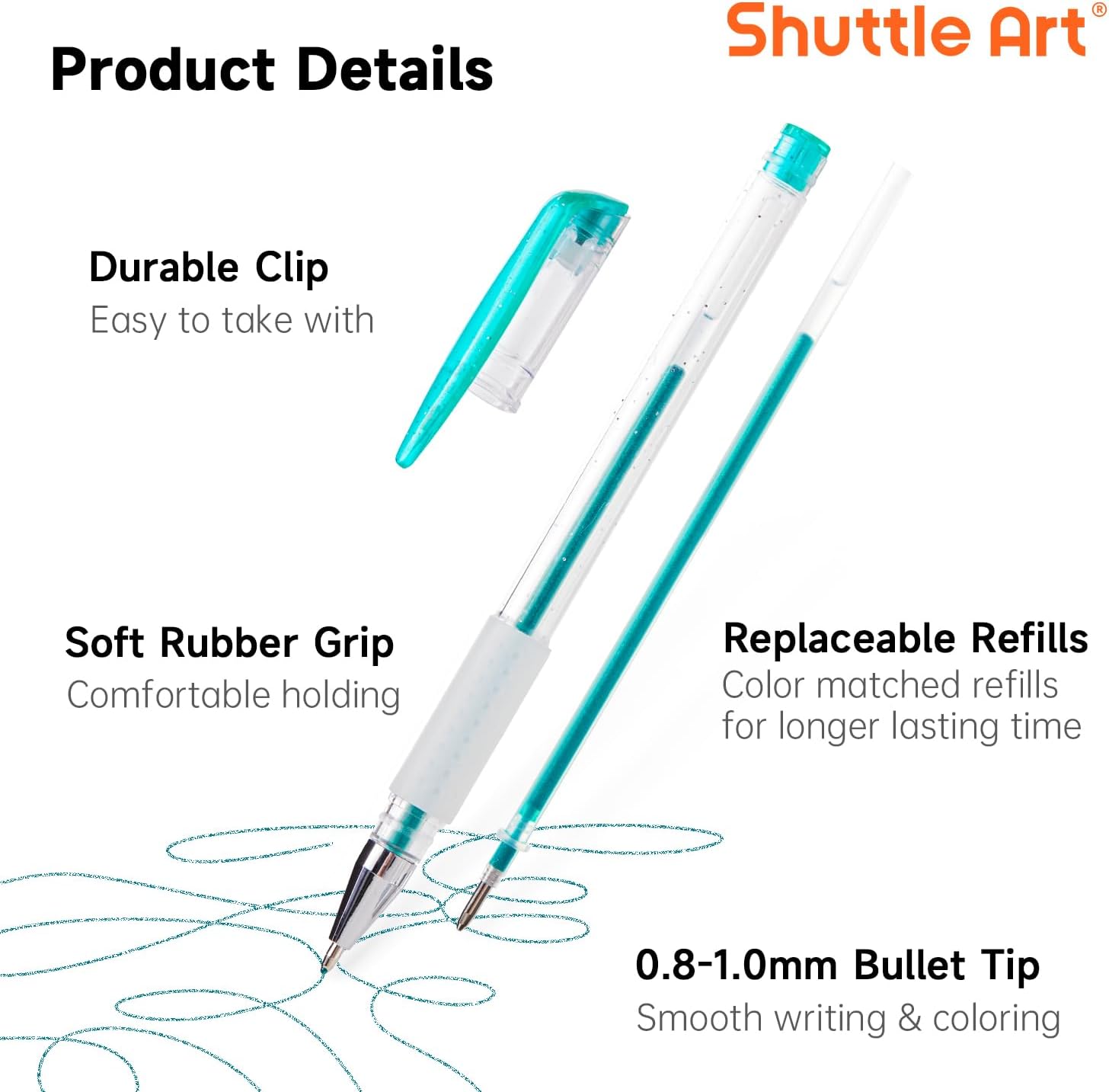 Shuttle Art 160 Pack Glitter Gel Pens, 80 Colors Glitter Gel Pens Set with 80 Refills for Adults Coloring Books Drawing Crafts Scrapbooking Journaling