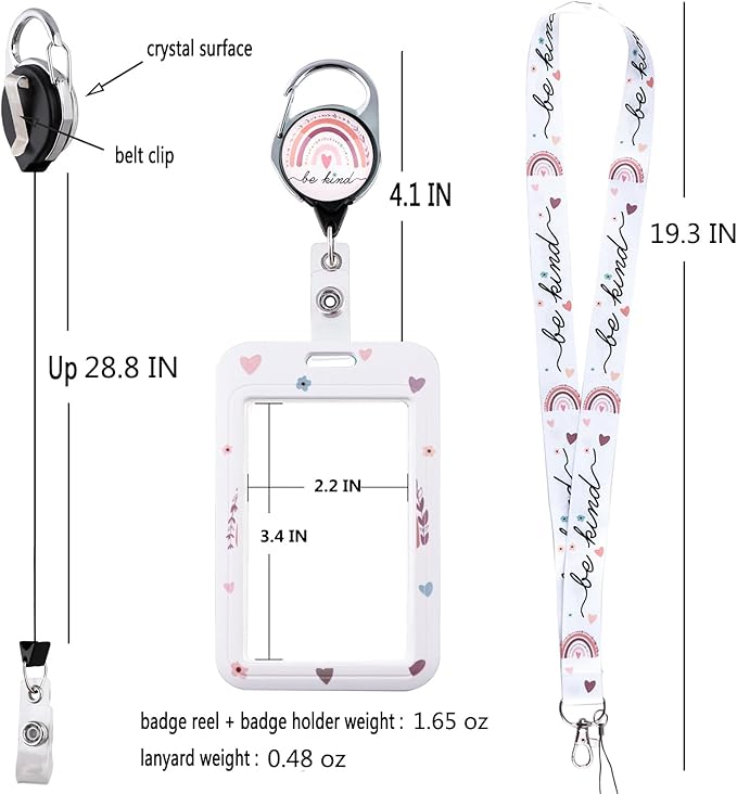 Pink ID Badge Holder Lanyard & Retractable Badge Reel Positive Lanyard for ID Badges Cute Key Lanyard for Women Girls Teachers Aesthetic Work & School Lanyard ID Holder Cruise Lanyard(Quote)