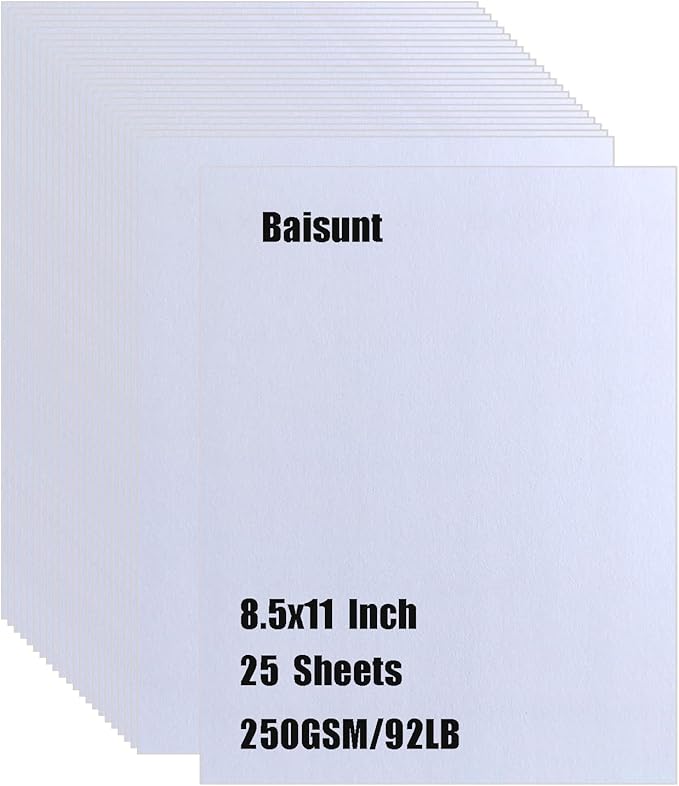 Baisunt 25 Pack 8.5x11 White Cardstock Paper Blank Thick Heavyweight 92lb Card Stock for Making Greeting Cards, Invitations cards, Scrapbook, DIY Craft