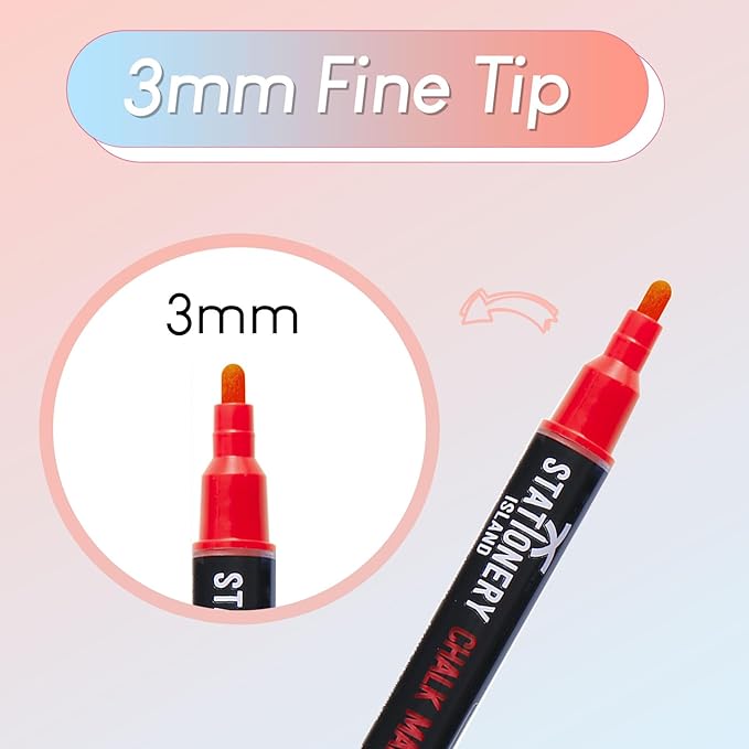 STATIONERY ISLAND Chalk Pens for Blackboard, Liquid Chalk Markers for Chalkboard and Glass, Wipeable Chalk pens for Window Drawing,8 Colours