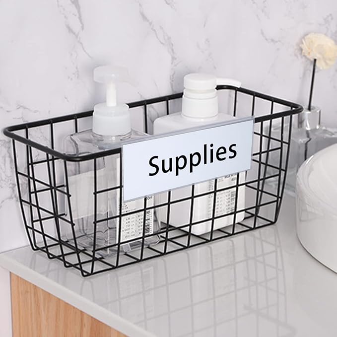 Diteje 20 Pack Plastic Wire Shelf Label Holder,Shelving Rack Retail Sign Hook Labels Clip On with Paper Inserts,3.15x1.50inch