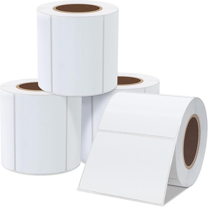 Hybsk 3x2 inch Direct Thermal Labels for Barcodes, Address, Compatible with Rollo Label Printer & Zebra Desktop Printers (3"x2",4 Rolls White)