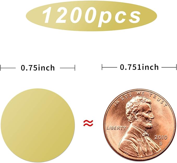1200 Pieces 0.75 Inch Round Color Coding Label Garage Sale Stickers Blank Yard Sale Price Stickers Permanent Adhesive Dots with Perforation Line (Gold)