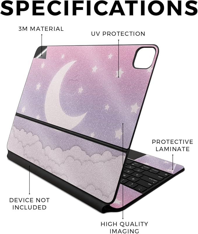 Glossy Glitter Skin Compatible with Apple Magic Keyboard for iPad Air 13-inch (M2) 2024 - Baby Moon - Premium 3M Vinyl Protective Wrap Decal Cover - Easy to Apply | Crafted in The USA by MightySkins