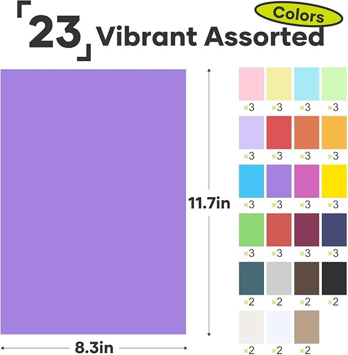 60 Sheets HTVRONT Colored Cardstock Paper - Assorted 23 Colors Cardstock A4 Size 230gsm Thick Cards for Card Making, DIY Craft, Decors and Paper Crafting Printer