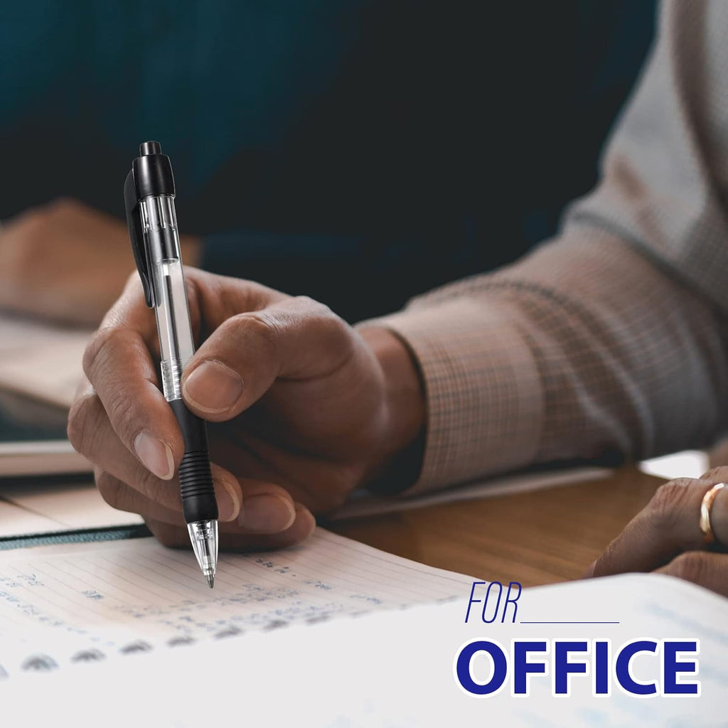 Fainne 200 Pack Retractable Ballpoint Pen 1.0 mm Medium Point Refillable Smooth Click Writing Pens With Grip for Work Journal Writing Office School Supplies(Black Ink)