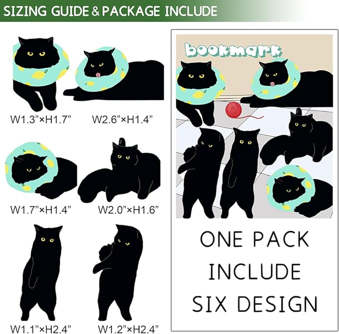 Magnetic Bookmarks - 6 Pieces Assorted Cute Book Markers Clip Set for Teachers Students Book Lovers Reading, for School Office Home Supplies, Kawaii Cat Magnet Page Markers