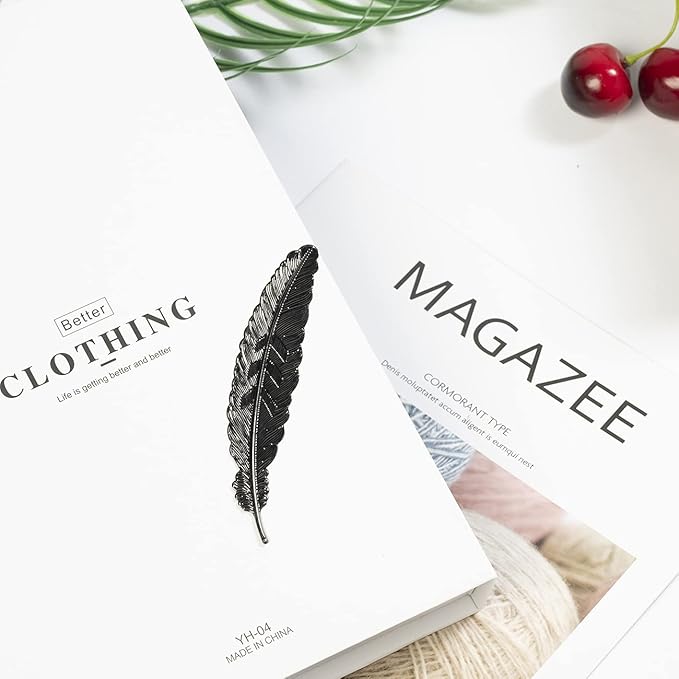 6pcs Different Color Vintage Feather Metal Bookmarks