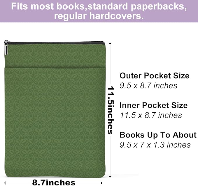 Retro Forest Book Sleeve Book Cover Classic Book Protector with Zipper Christmas Birthday Book Club Gifts Book Accessories for Women Sister Girlfreind Librarian Girls Bookish Book Lovers Gifts