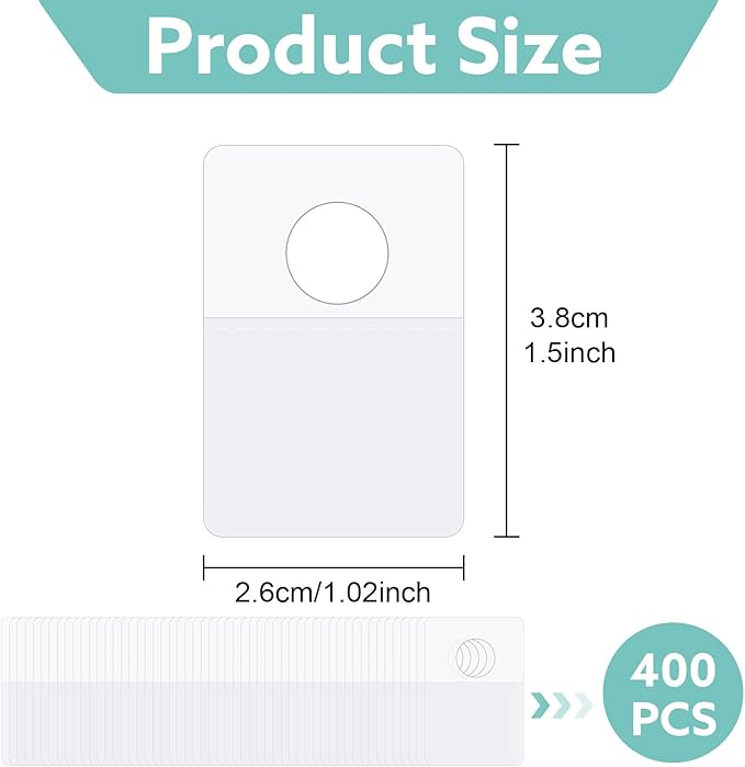 Prudiut 800 Pcs Large Hang Tabs 1×1.5 Inch Round Hole Hang Tags Self-Adhesive Hanging Tabs Heavy Duty Display Tags for Hanging Retail Displays