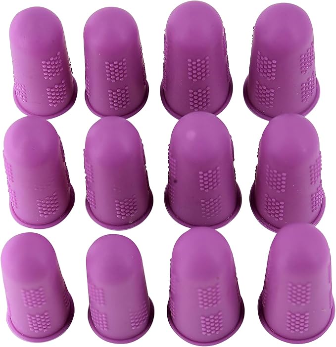 Finger Protectors [Flex Series - 12-Pack] Silicone Non-Stick Finger Covers | Purple | Small (6) / Medium (6) for Hot Glue | Sewing | Adhesives | Scrapbooking