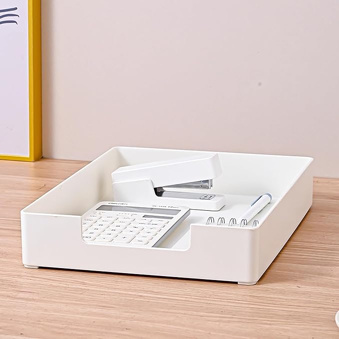 Paper Tray, 2pc Letter Tray, Paper Organizer for Desk, Stackable Front-Load A4 Paper File Folder Magazine Storage Holder, Drawer Organizer, Office Desktop Accessories Workspace Document Organizer