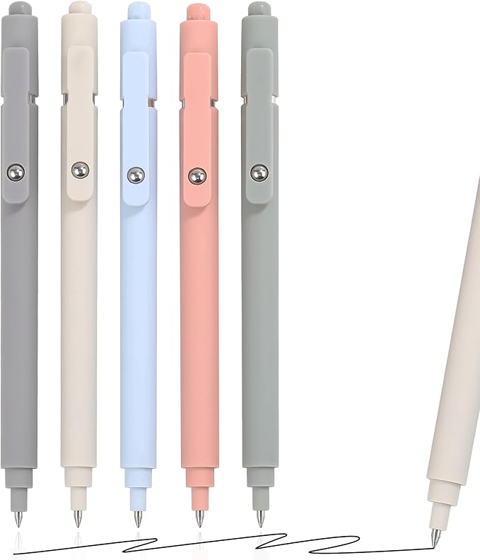 RIANCY Gel Pens, 5 Pcs 0.5mm Quick Dry Black Ink Pens Fine Point Smooth Writing Pen Cute Office School Supplies Gifts for Women Fine Point Smooth Writing Aesthetic Pen