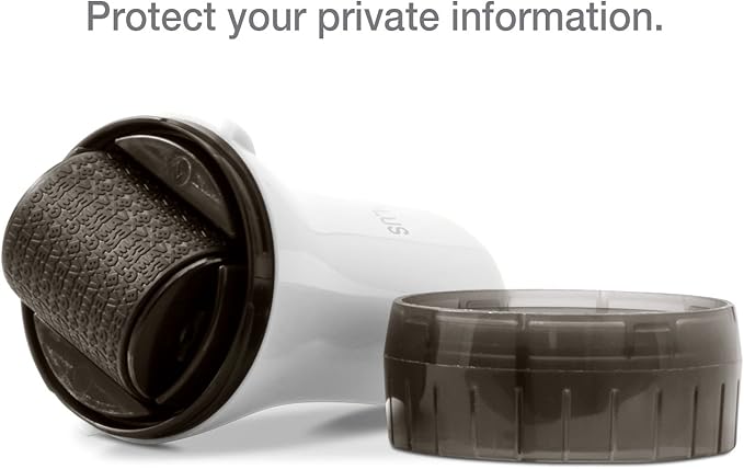 Advanced ID Roller, Protect Your Private Information with Guard Your ID Theft Prevention and Confidential Roller Stamp, Easy to use Mess-Free Address Blocker, ASOTV (Wide 3-Pack, White)