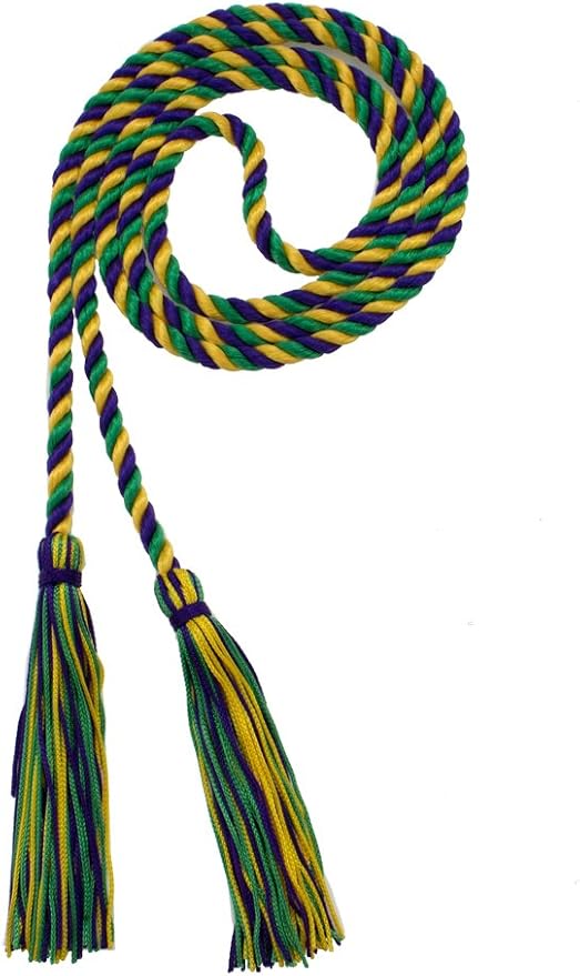 Tassel Depot Graduation Honor Cord - Purple/Kelly/Gold - Every School Color Available - Made in USA