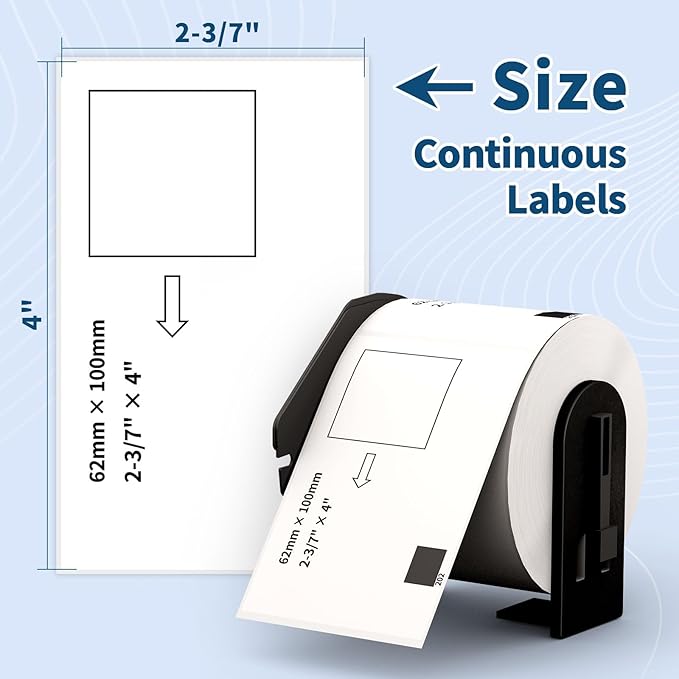 12 Rolls 2.4" x 3.9" Shipping Labels Replacement for Brother DK-1202, 3600 Labels, 1 Detachable Frame, Compatible with Brother QL Printers, Clear & Durable Adhesive