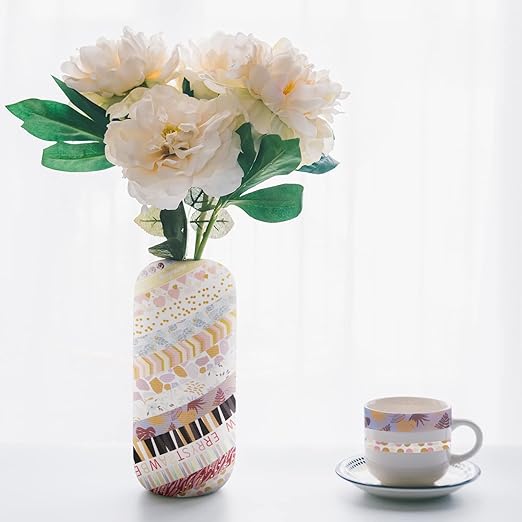 WAPETASHI 16 Rolls Washi Tape Set - Aesthetic Adhesive Tape with Gift Box, Gold Foil Decorativ Tape for Schcool Supplies, Bullet Journals, Scrapbooking, DIY Craftst -20/15/10mm Wide