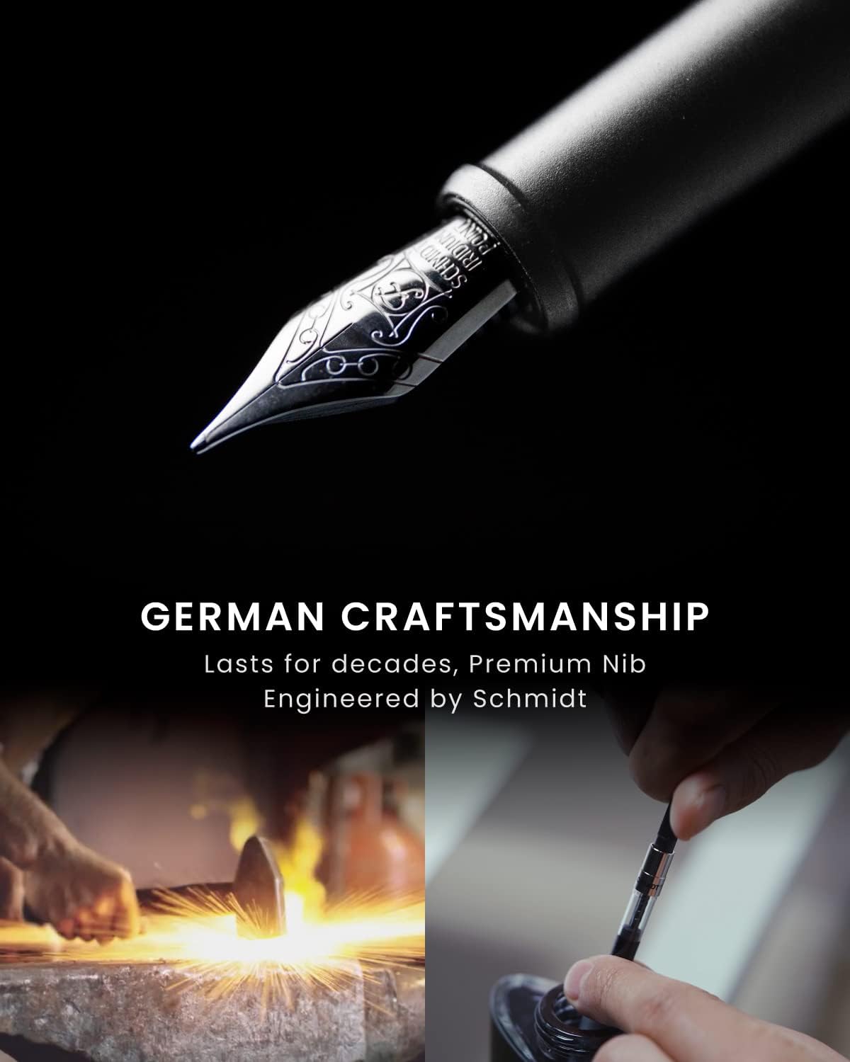 novium Hoverpen Future Edition - Luxury Metal Fountain Pen, Fine Nib, Aerospace Metal, Futuristic Desk Pen, Free Spinning Executive, Signing Pen (Frost Silver)