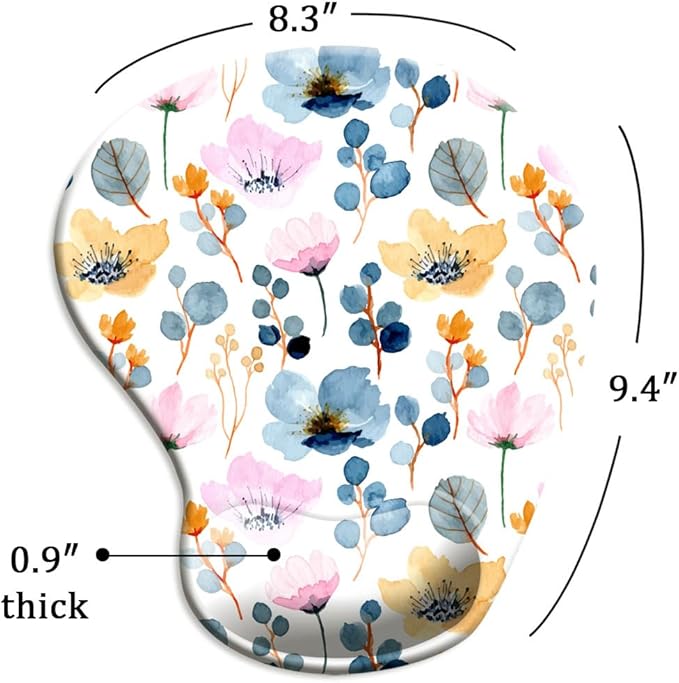 Ergonomic Mouse Pad with Wrist Support and Coaster,Mouse Pads with Non-Slip PU Base for Home Office Working Studying Easy Typing & Pain Relief Blossoming