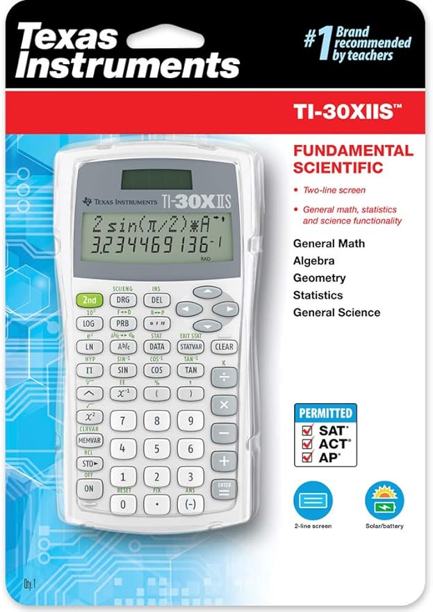 Texas Instruments TI-30XIIS Scientific Calculator, White