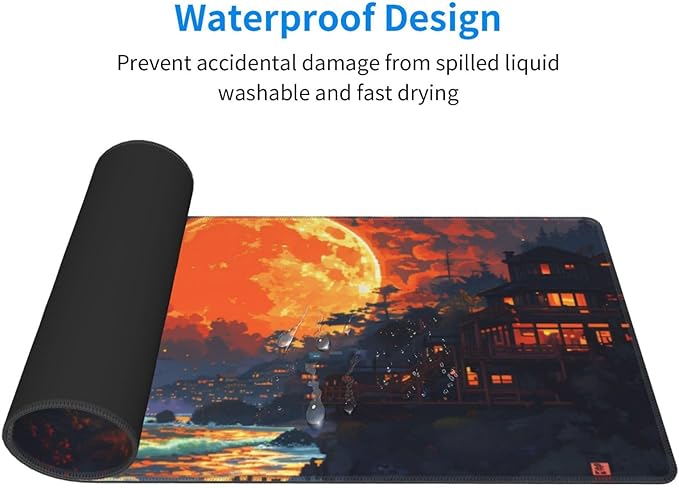 Gaming Mouse Pad Desk Pad,Extended Big Mouse Pad,31.5x11.8 Inch Long Computer Keyboard Mouse Mat Mousepad with 3mm Non-Slip Base and Stitched Edge for Gaming and Office… (Oil Painting)