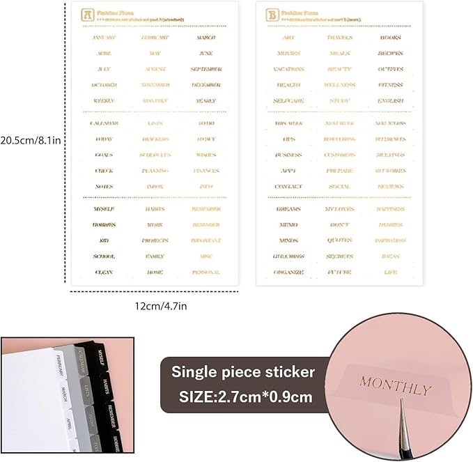 DY.2ten Clear Binder Dividers for 6-Holes Ring Binder, 1/7 Cut Tabs, A5 Size, Sturdy Plastic Dividers with 7 Tabs for School Office Home, 2 Sets, 14 Dividers, 2 Tab Stickers.