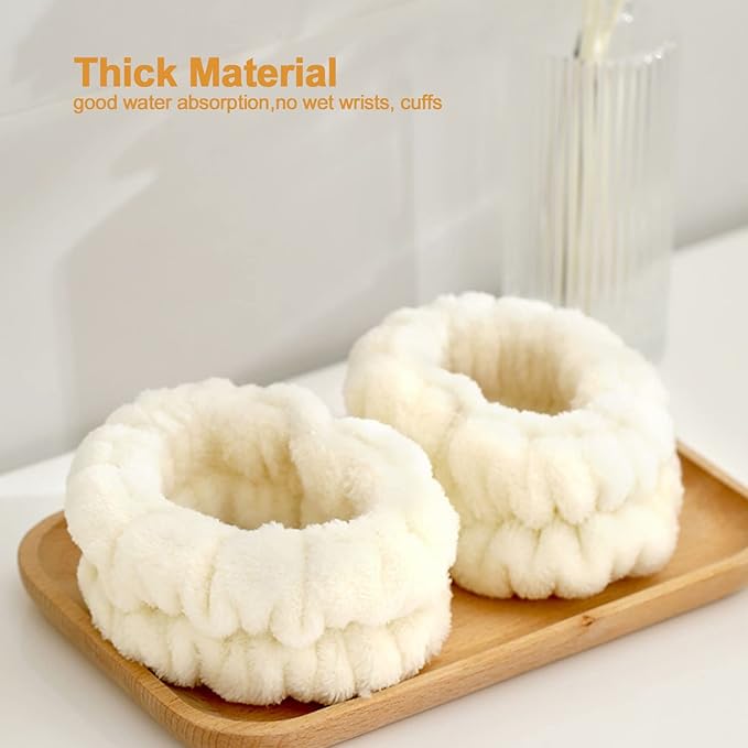 Wrist Towels for Washing Face for Women,Girls,Men, Microfiber Spa Wristbands Absorbent Face Washing Wristbands Prevent Liquid from Spilling