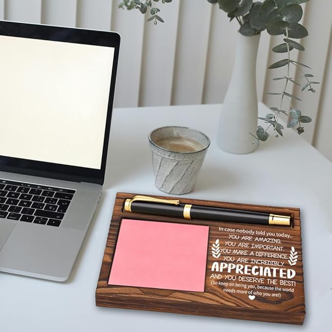 Appreciation Sticky Note Holder, Thank You Appreciation Gifts for Women Men Teacher Friends Coworker Nurse Employee, Inspirational Quote for Desk Self-Stick Note Pad Holders YB363