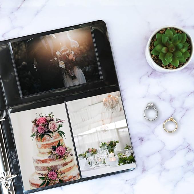 StoreSMART - Photo/Postcard Page for 3-Ring Binders - Archival-Safe Plastic - Three 4" x 6" pocket - Holds six photos/postcards - 50 Pack - LC46-50