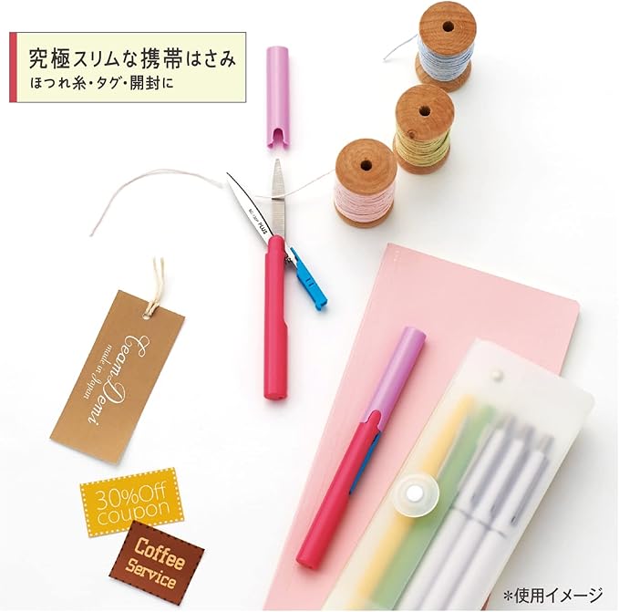 PLUS Plus Scissors Portable Type Fit Cut Curve Twiggy Peach x Mint Slim Form 34-573