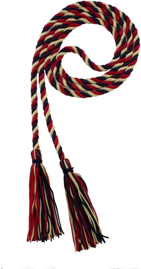 Tassel Depot Graduation Honor Cord - Navy/RED/OLDGOLD - Every School Color Available - Made in USA