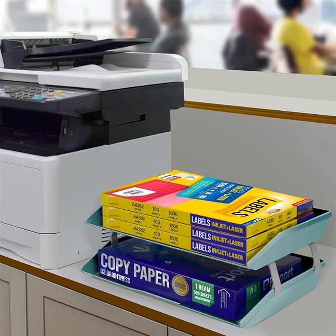 Acrimet 2 Tier Side Load Letter Tray Facility, Desktop File Organizer, A4 Letter Size Paper Organizer, Minimalist Storage Solution Paper Tray for Office, Home, Classroom (Plastic, Solid Green Color)