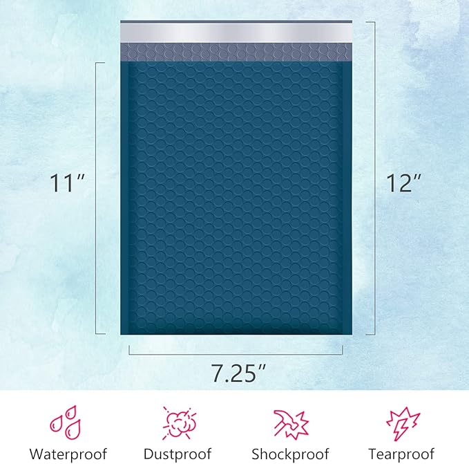UCGOU Bubble Mailers 7.25x12 Inch Navy Blue 25 Pack Usable Size 7.25x11 Padded Envelopes Small Business Opaque Packaging Self Seal Waterproof Boutique Bulk Shipping Bags for Jewelry Makeup Supplies #1