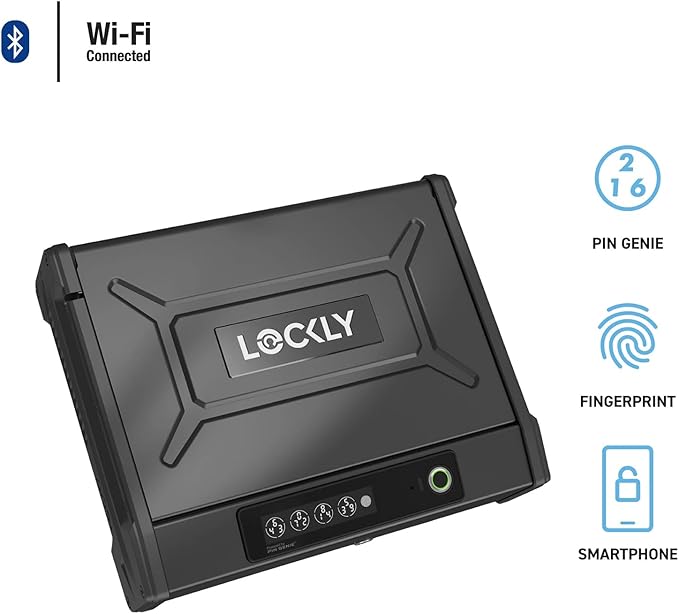 Lockly Smart Safe – Biometric Gun Safe for Handgun, Pistol Safe Fingerprint, PIN Genie® Keypad, App Control & Instant Alerts for enhanced Home and Business Security