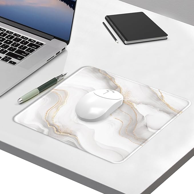 eulps Mouse Pad with Stitched Edge, Multiple Patterns Computer Mouse Pads with Non-Slip Rubber Base, Washable Cloth Mousepad, for Gaming, Laptop, PC (Ivory Gold)