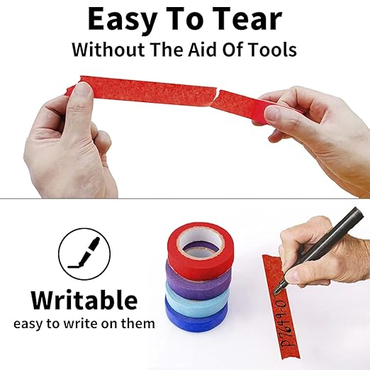 Colored Masking Tape 8 Rolls, 1 inch Wide x 14 Yards Long, Craft Color Painters Colorful Art Rainbow Labeling Tapes Marking Tape for Kids Crafts Moving Classroom, 8 Colors