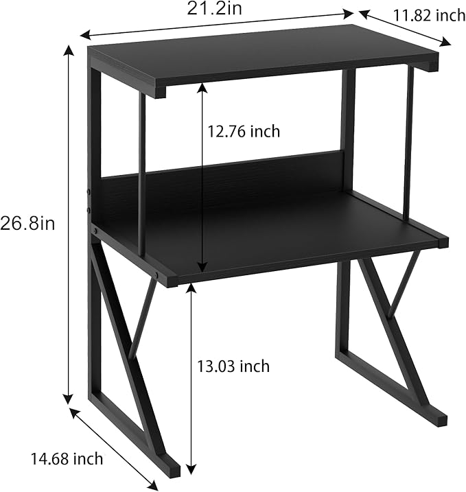 Printer StandAboxoo Printer Stand for Desk, Desktop Printer Shelf Large Printer Stands 3 Tiers Multi-Purpose Desk Office Organization Shelves for Home Office Printer Fax Book, Black