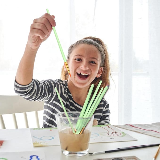 ESRICH Paint Brushes Set,20 Packs 200 Pcs Acrylic Paint Brush Set,St. Patrick's Party Acrylic Oil Watercolor, Face Nail Art, Miniature Detailing,Rock Painting,Painting Artist Professional Kits(Green)