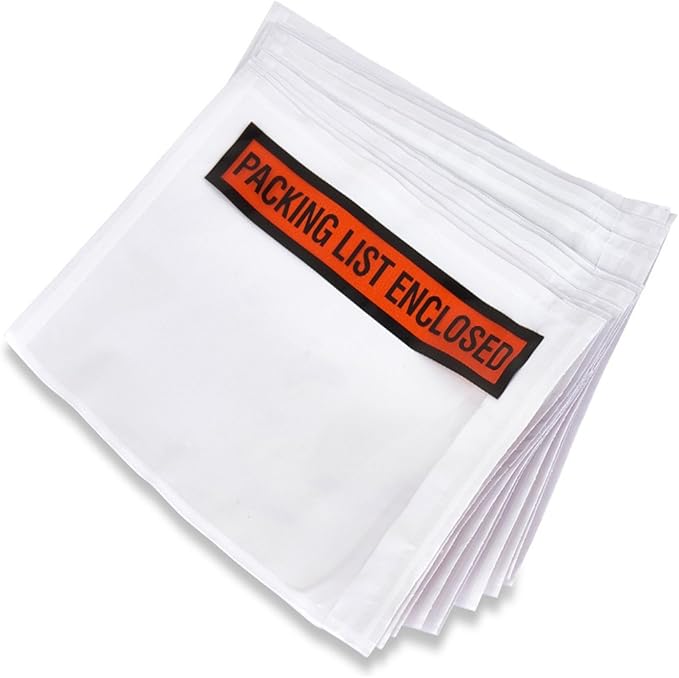 Packing List Envelopes 4.5"x5.5" Pouches Invoice Enclosed Adhesive Bags Pack of 100, clear PL_100PK