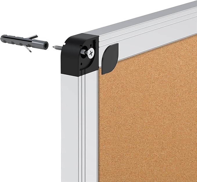 VIZ-PRO Cork Notice Board, 48 X 48 Inches, Silver Aluminium Frame