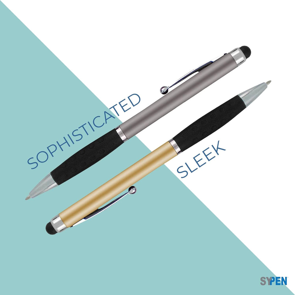 Personalized Pens With your Custom Logo or Text-300 Pack Bulk-for Businesses, Parties, and Events, 2 in 1 Ballpoint Pen & Stylus Compatible with Touchscreen Devices, Blue Barrel, Black Ink