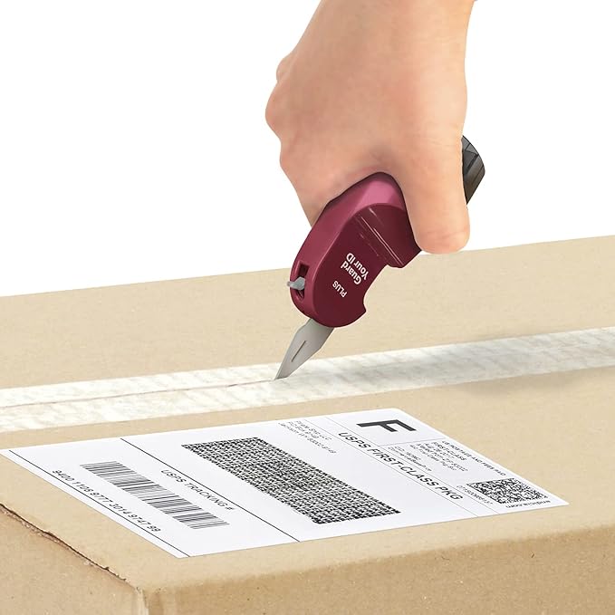 Guard Your ID 3 in 1 Wide Advanced Roller with Retractable Box & Envelope Opener and Identity Theft Prevention Security Stamp Wine