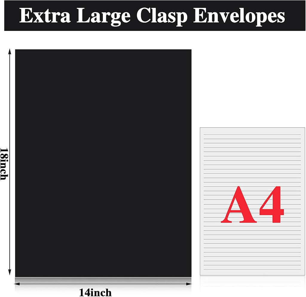 40 Pcs Extra Large Mailing Clasp Envelopes 14 x 18 Inch Jumbo Kraft Catalog Manila Envelope with Clasp Closure for Oversized Big Document Office Home Business School Storing Mailing(Black)