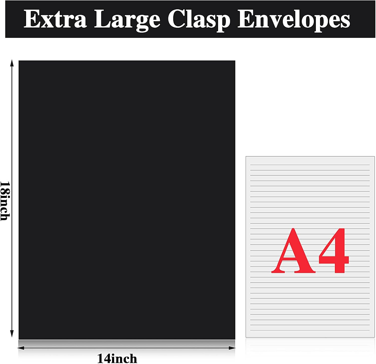 40 Pcs Extra Large Mailing Clasp Envelopes 14 x 18 Inch Jumbo Kraft Catalog Manila Envelope with Clasp Closure for Oversized Big Document Office Home Business School Storing Mailing(Black)