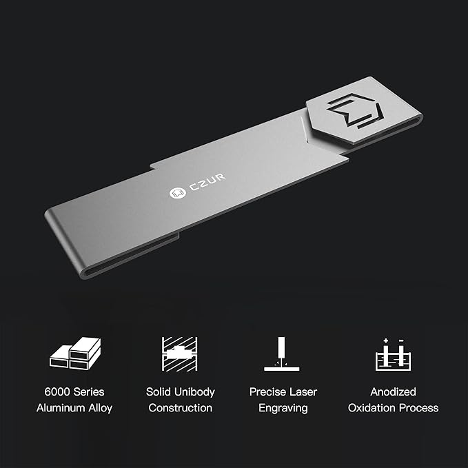 CZUR Metal Bookmark, Stylish Bookmarks, Teacher Valentine Gift, Unique Gift for Women, Men, Readers, Light&Durable Reward Bookmark with ANODIZING Technology, SuperGrip U-Shape Design-Dark Gray