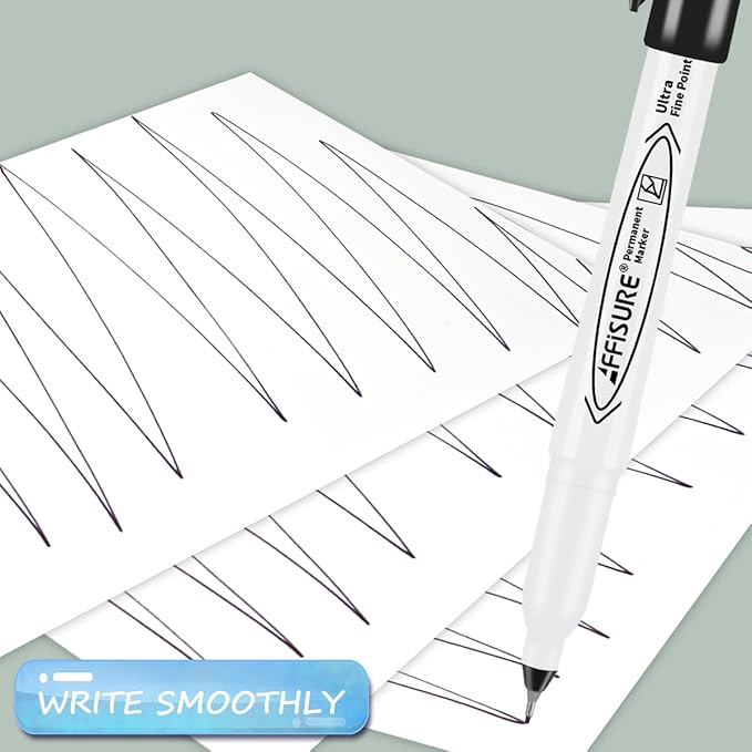 Permanent Markers, Ultra Fine Point, Black, 150 Count, 0.4mm, Fine tip permanent marker set, quick dry, waterproof, fading resists, durable, marks on paper, glass, ceramic, plastic, wood, rock, metal