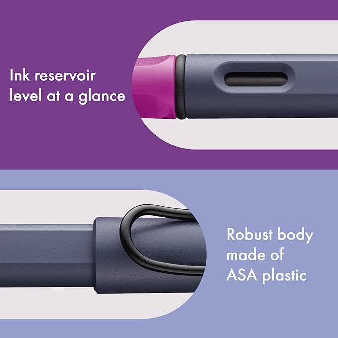 LAMY safari violet-blackberry - Fountain Pen with ergonomic grip & polished steel nib in size F - ideal for any Writing & Calligraphy - including LAMY T 10 blue cartridge - Right-Handed
