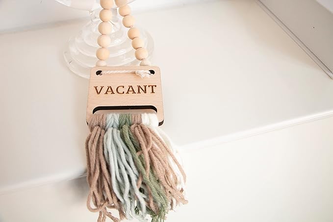 Decocove In Use Vacant sign - Door Hanger Sign for Home, Office, Restroom, Conference Room and Bathroom - Farmhouse Rustic Boho Decor - Bathroom Signs Decor